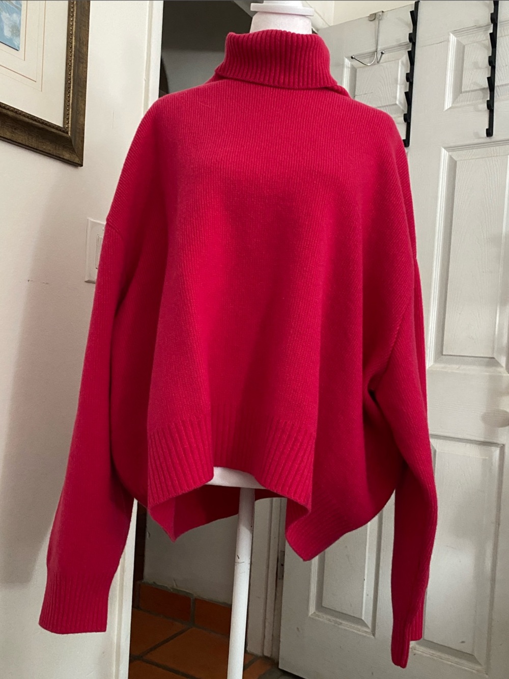 RAEY Cropped Displaced Sleeve roll neck Merino Wool Sweater-Made In Italy 🇮🇹